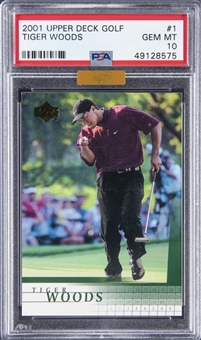 2001 Upper Deck Golf #1 Tiger Woods Rookie Card - PSA GEM MT 10 - MBA Gold Diamond Certified